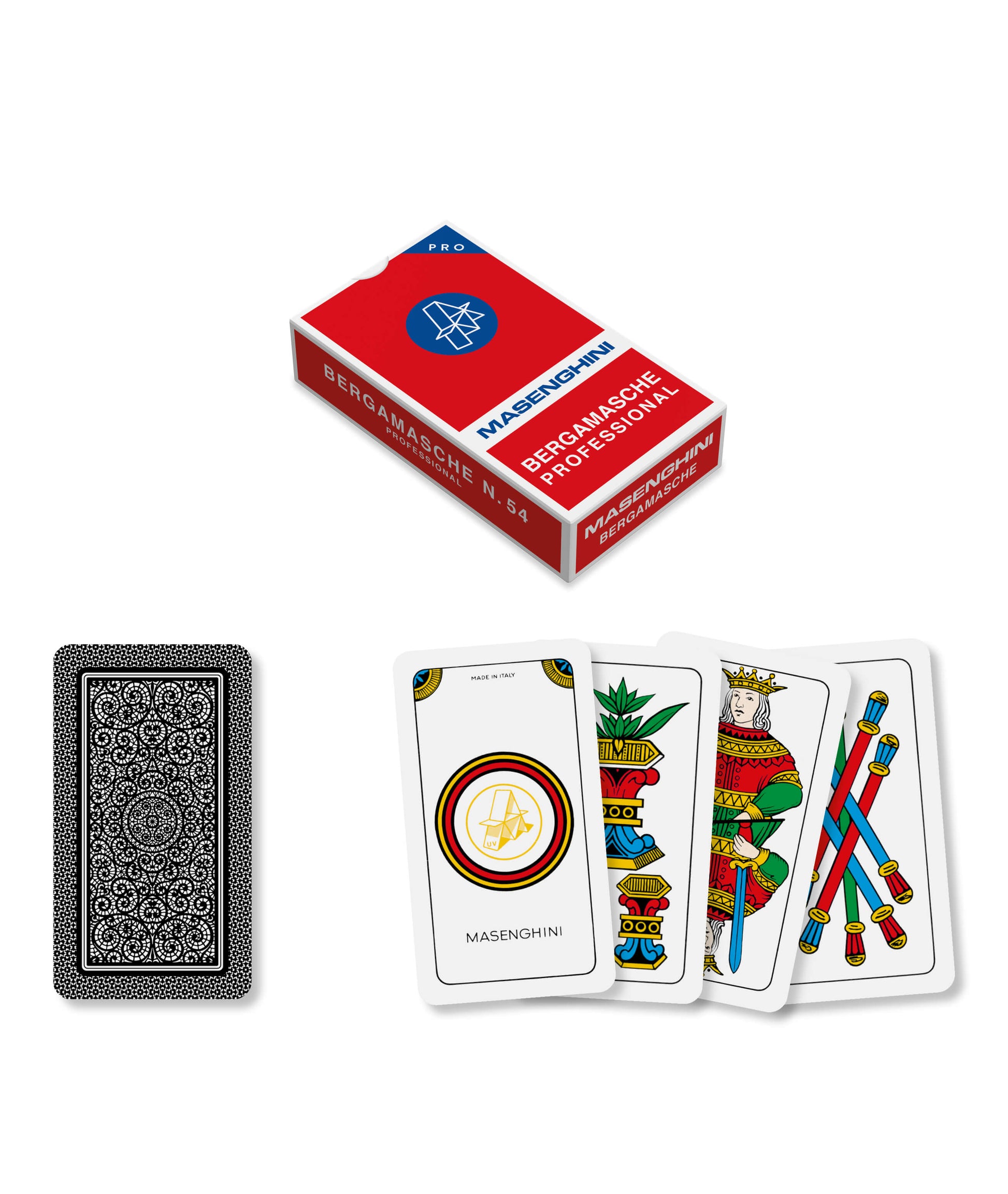 Carte da gioco Masenghini Bergamasche Professional PVC 100% Made in Italy astuccio rosso