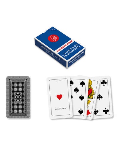 Carte da gioco Masenghini Lombarde Professional PVC 100% formato 52x93 mm astuccio blu