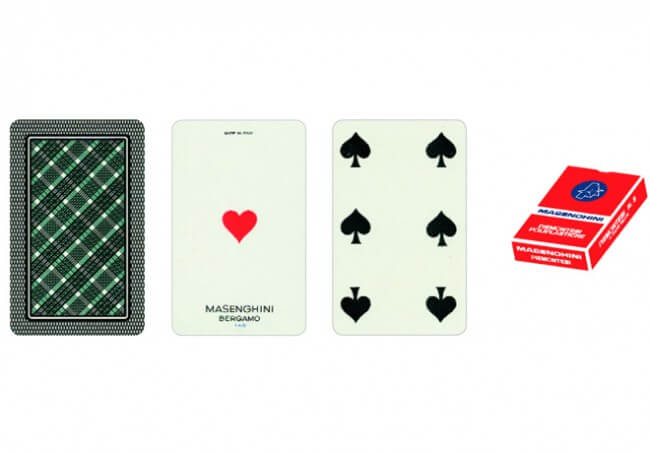 Carte da gioco Masenghini Piemontesi telate cartoncino triplex 51x82 mm astuccio rosso