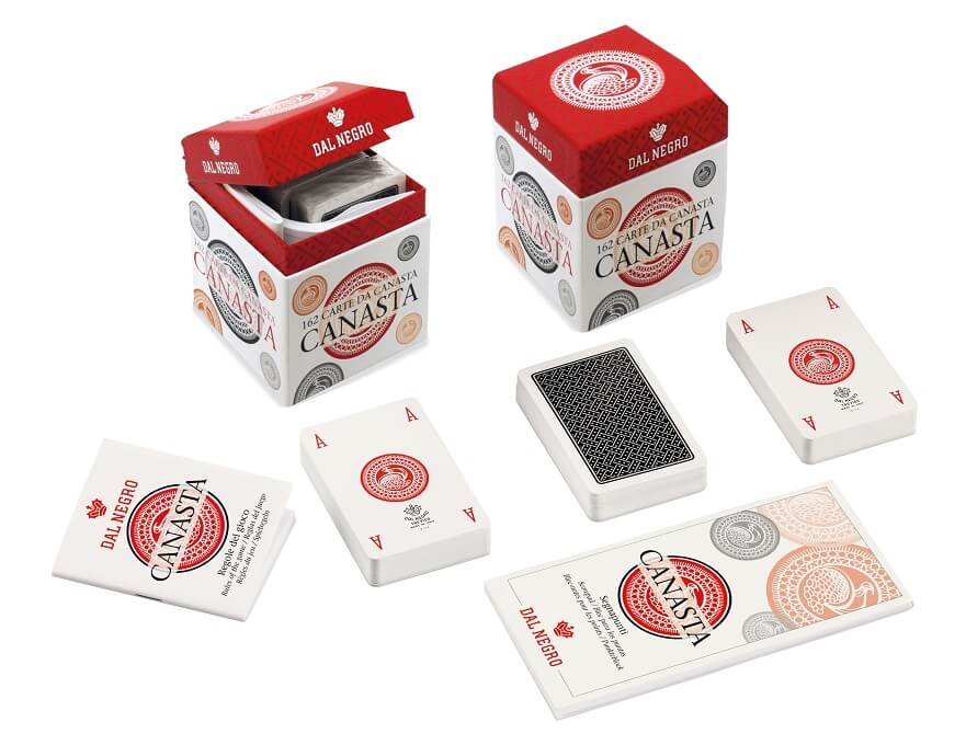 Set Canasta Lusso Dal Negro con tre mazzi da 55 carte segnapunti e regole