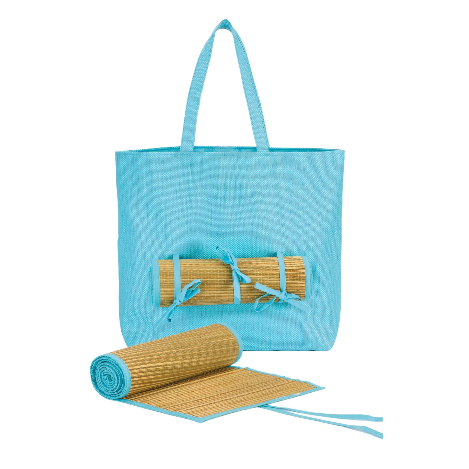 Borsa mare azzurra con stuoia inclusa per spiaggia parco e piscina design coordinato