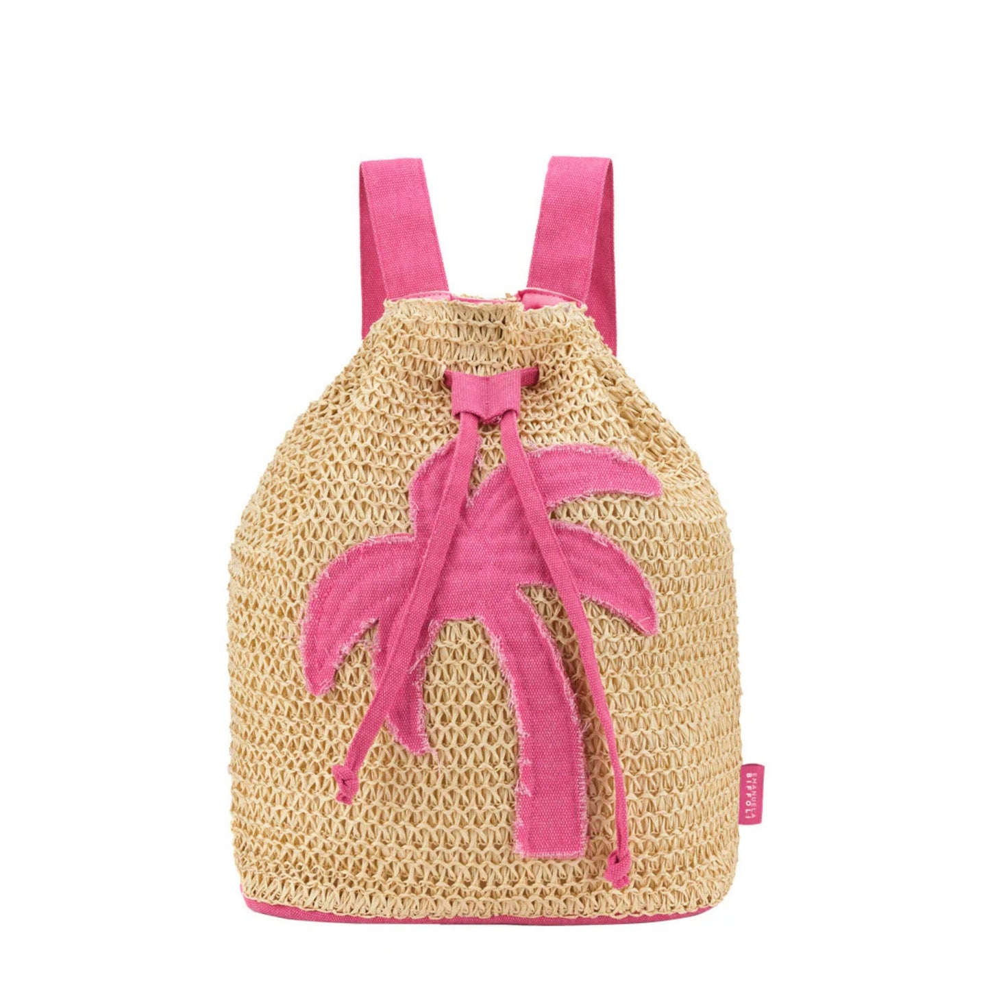 ZAINO IN PAGLIA CON PALMA FUCSIA - shop_name