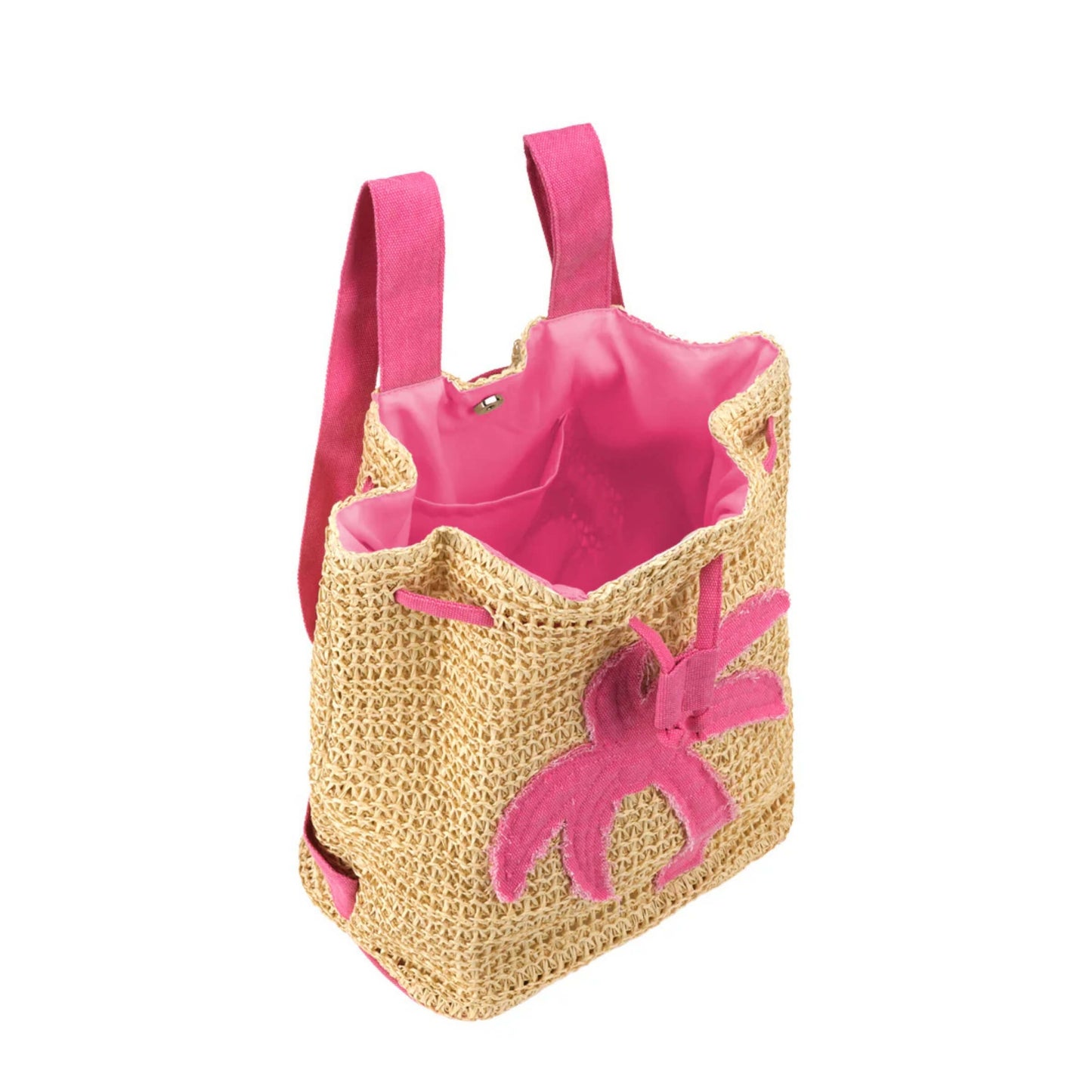 ZAINO IN PAGLIA CON PALMA FUCSIA - shop_name