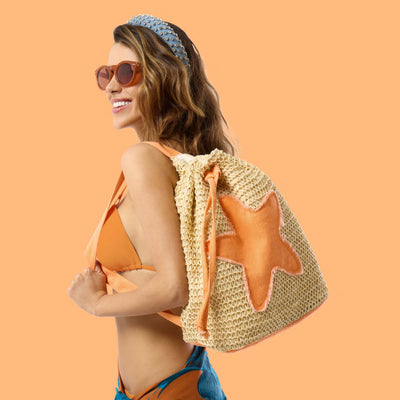 ZAINO IN PAGLIA CON STELLA MARINA ARANCIONE - shop_name