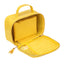 Beauty case tessuto multicolor aperto, dettaglio interno e zip