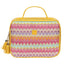Beauty case in tessuto multicolor compatto, vista frontale con pattern colorato