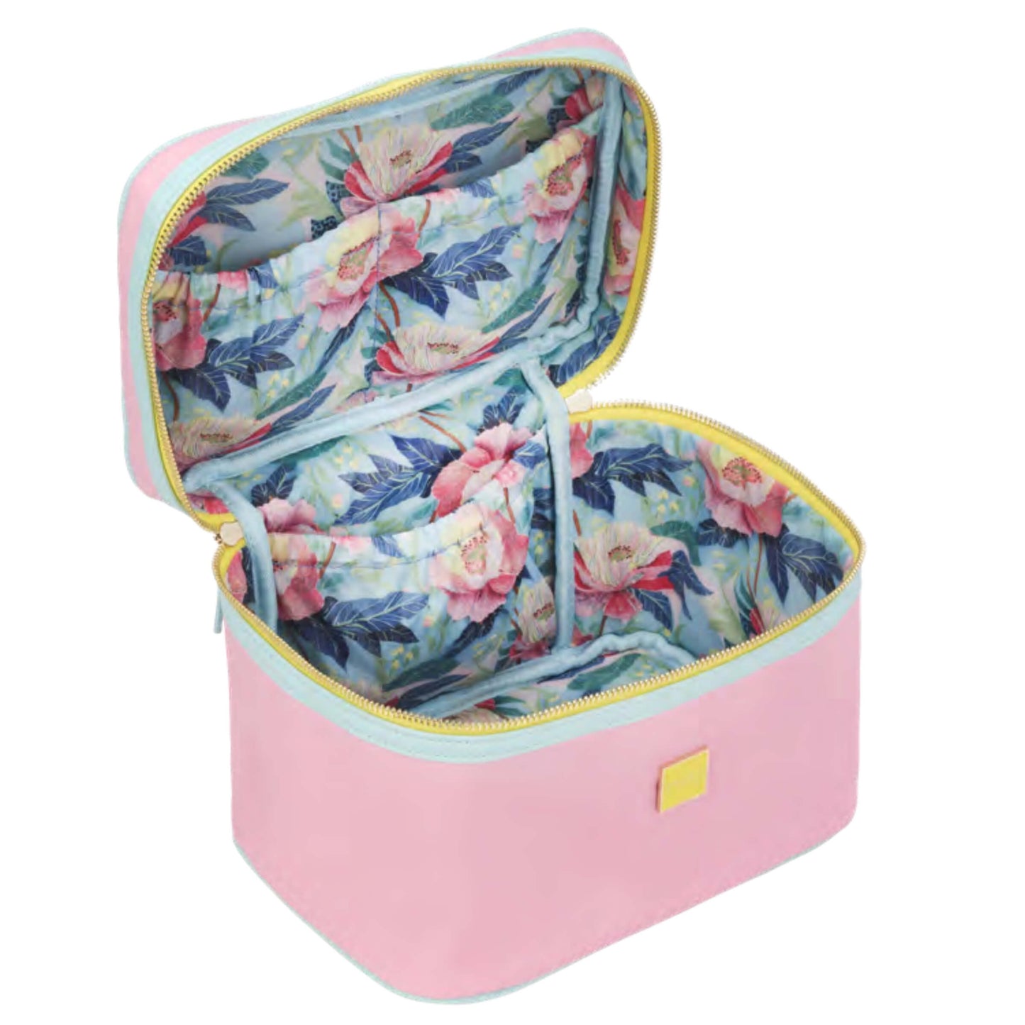 Beauty case Peony Emanuela Biffoli aperto, dettaglio scomparti interni