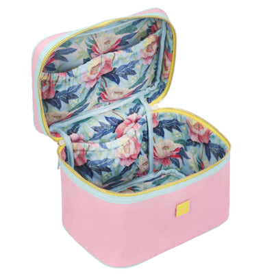 Beauty case Peony Emanuela Biffoli aperto, dettaglio scomparti interni