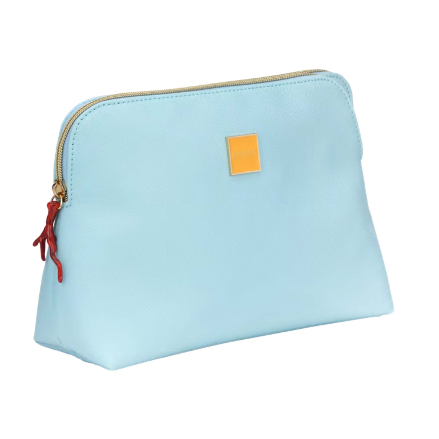 Interno pochette grande celeste Corals Emanuela Biffoli con fodera a fantasia tropicale