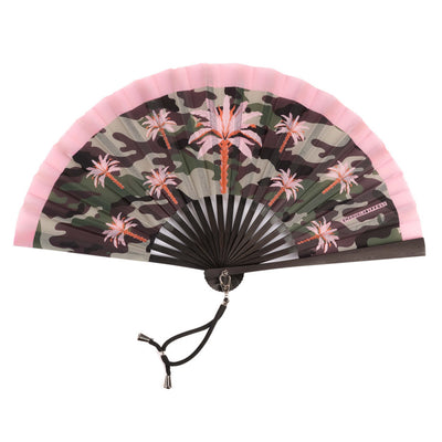 Ventaglio in Bamboo con Tessuto Stampato e Laccio con Moschettone 27 cm - 3739 - shop_name