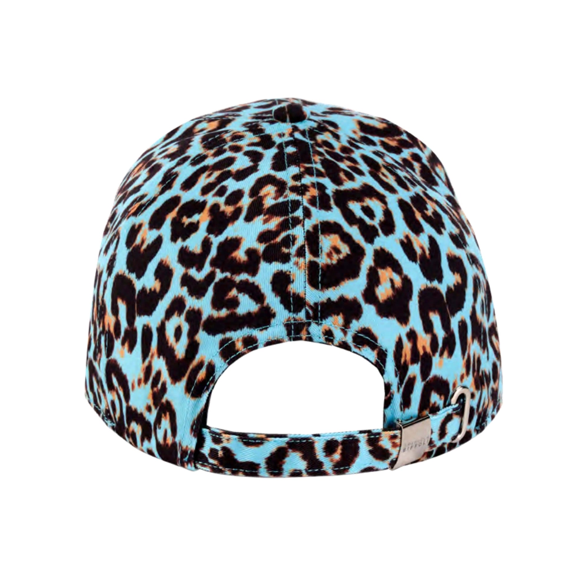 Dettaglio pattern animalier cappello baseball Jungle Emanuela Biffoli cotone azzurro