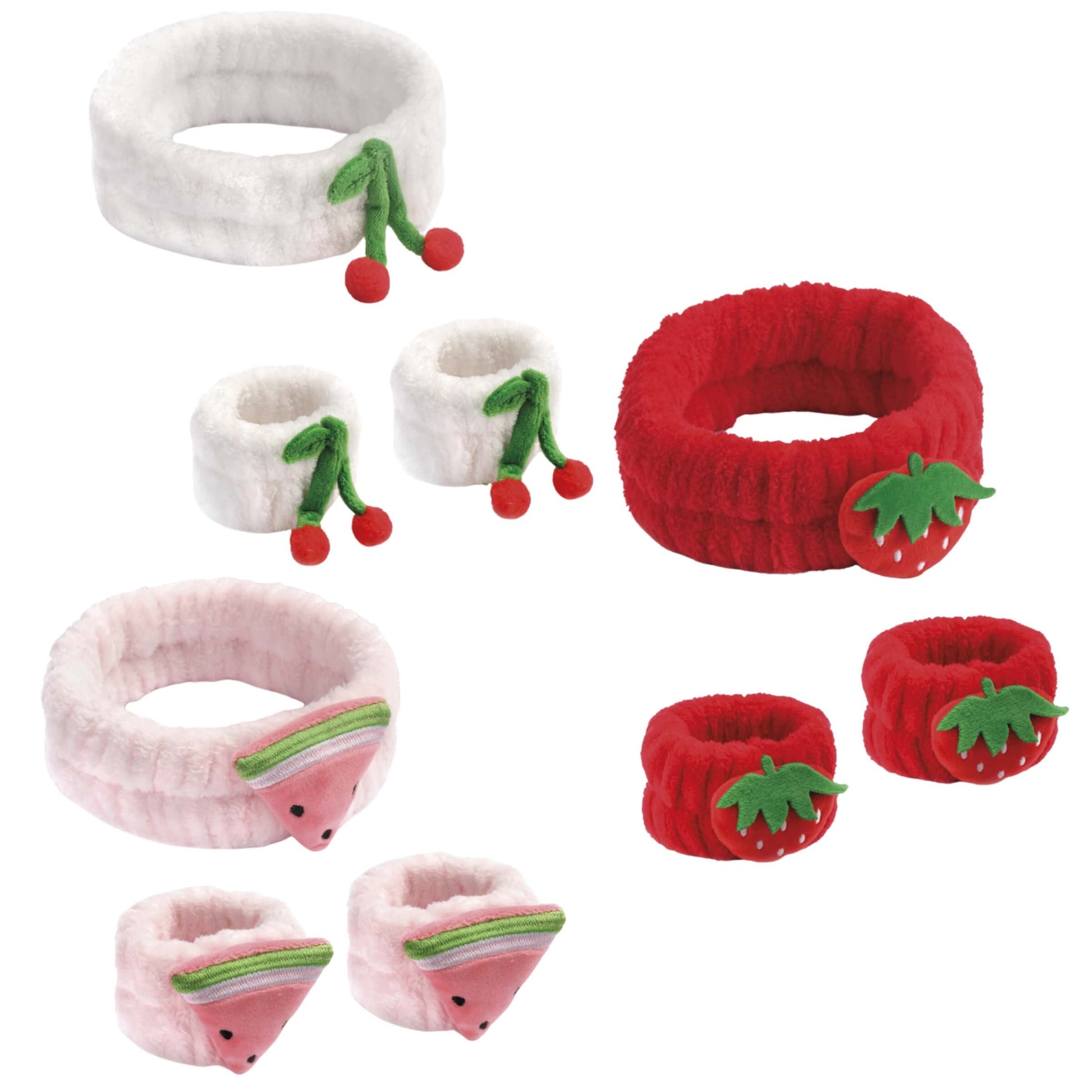 Set fascia e polsini Juicy Fruit in tessuto morbido con decorazione frutta