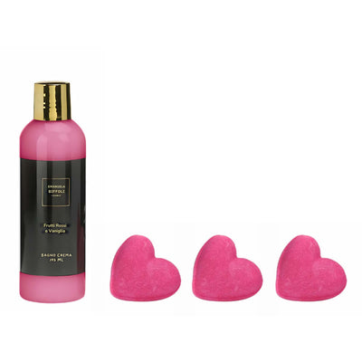 Set bagno Emanuela Biffoli Damier con 3 saponi effervescenti 30 g al profumo di frutti rossi