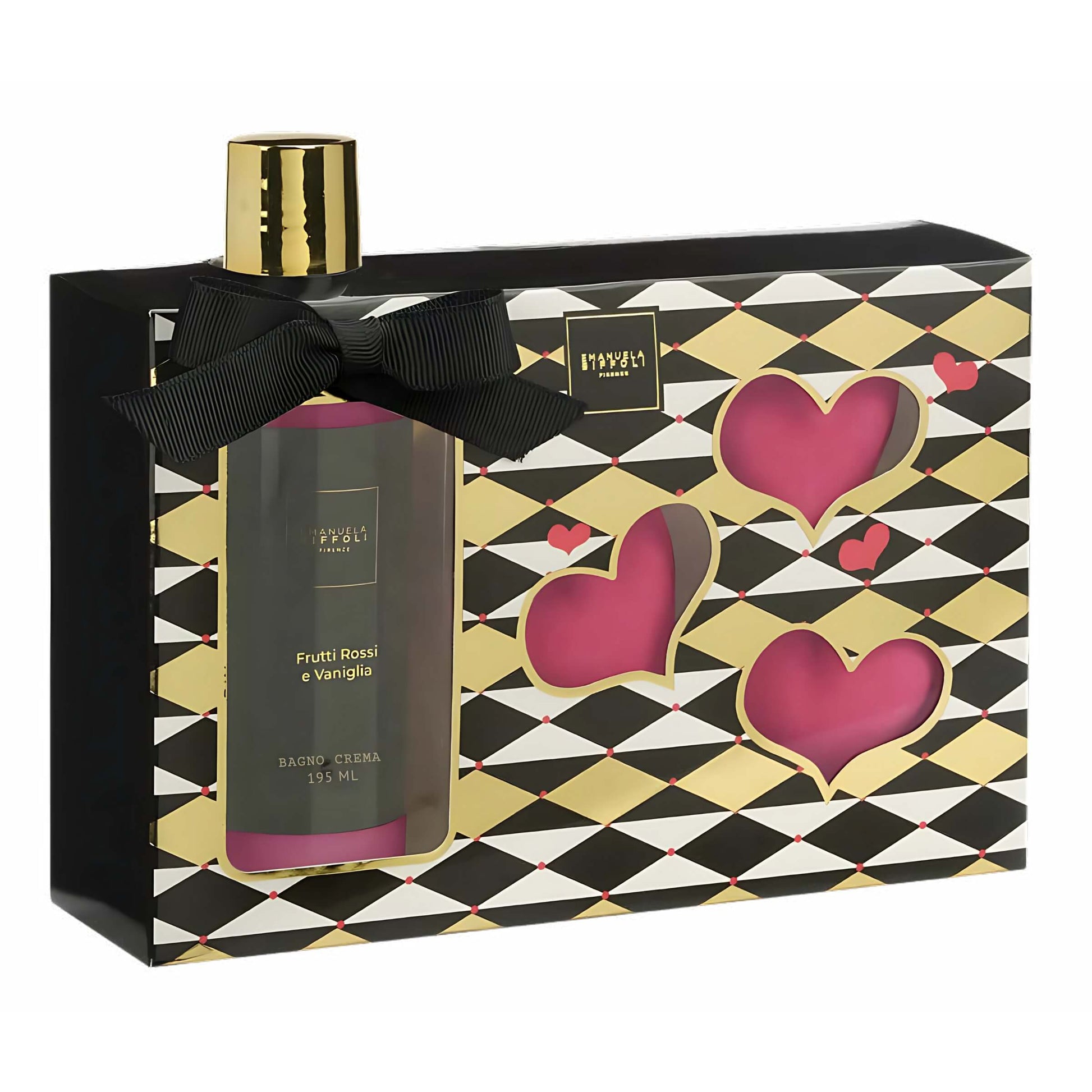 Confezione regalo Emanuela Biffoli Damier bagno crema 195 ml e saponi effervescenti frutti rossi e vaniglia