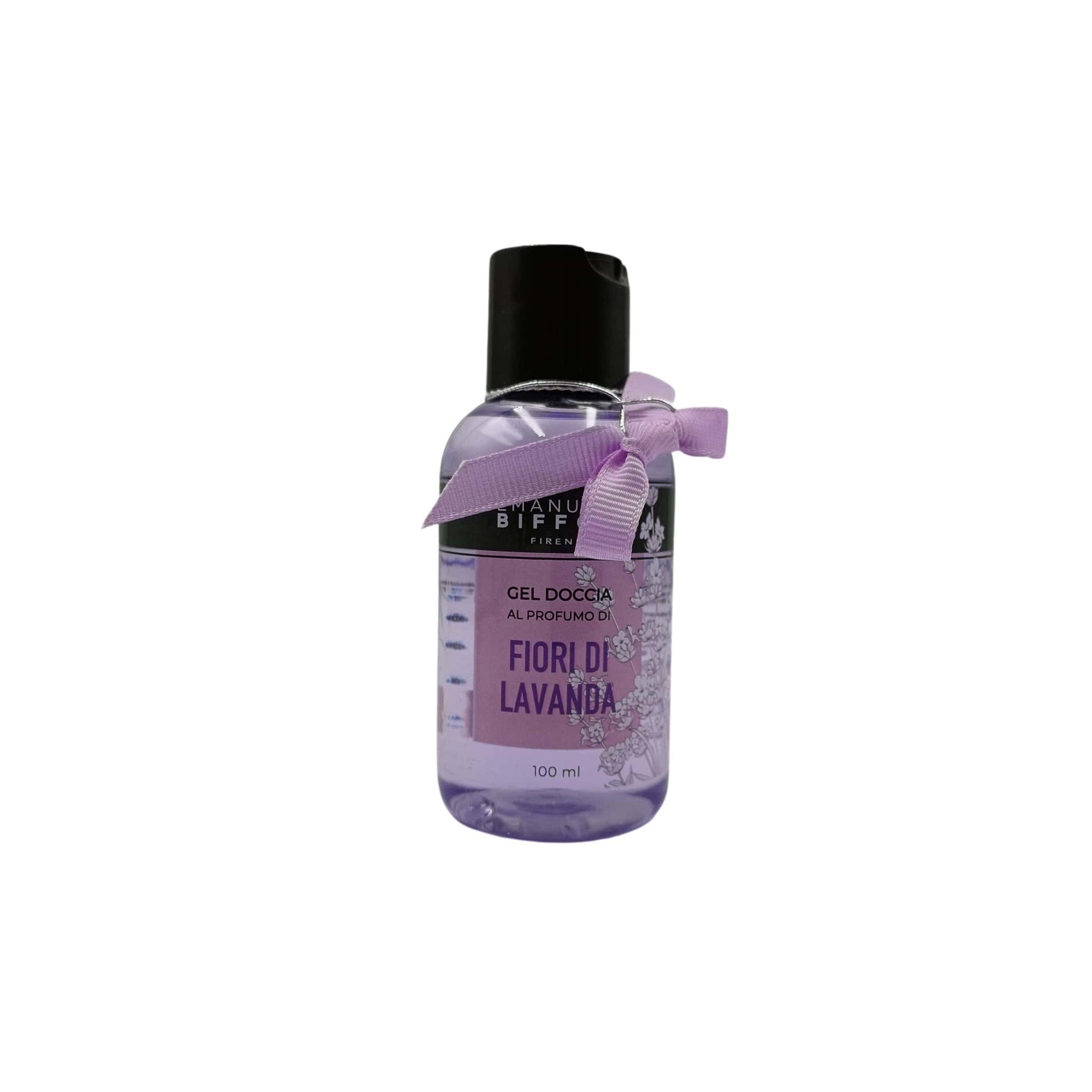 Gel doccia da viaggio Emanuela Biffoli 100ml profumo fiori di lavanda flacone