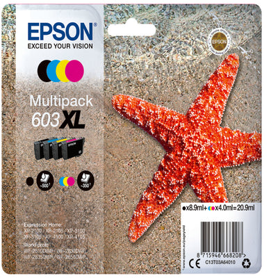 Epson - Multipack Cartucce Ink - 603XL - C/M/Y/K - C13T03A64010 - C/M/Y 4ml cad / K 8,9ml