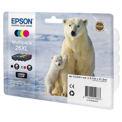 Epson - Multipack Cartuccia ink - 26Xl - C/M/Y/K - C13T26364010 - C/M/Y 9,7ml cad - K 12,2ml