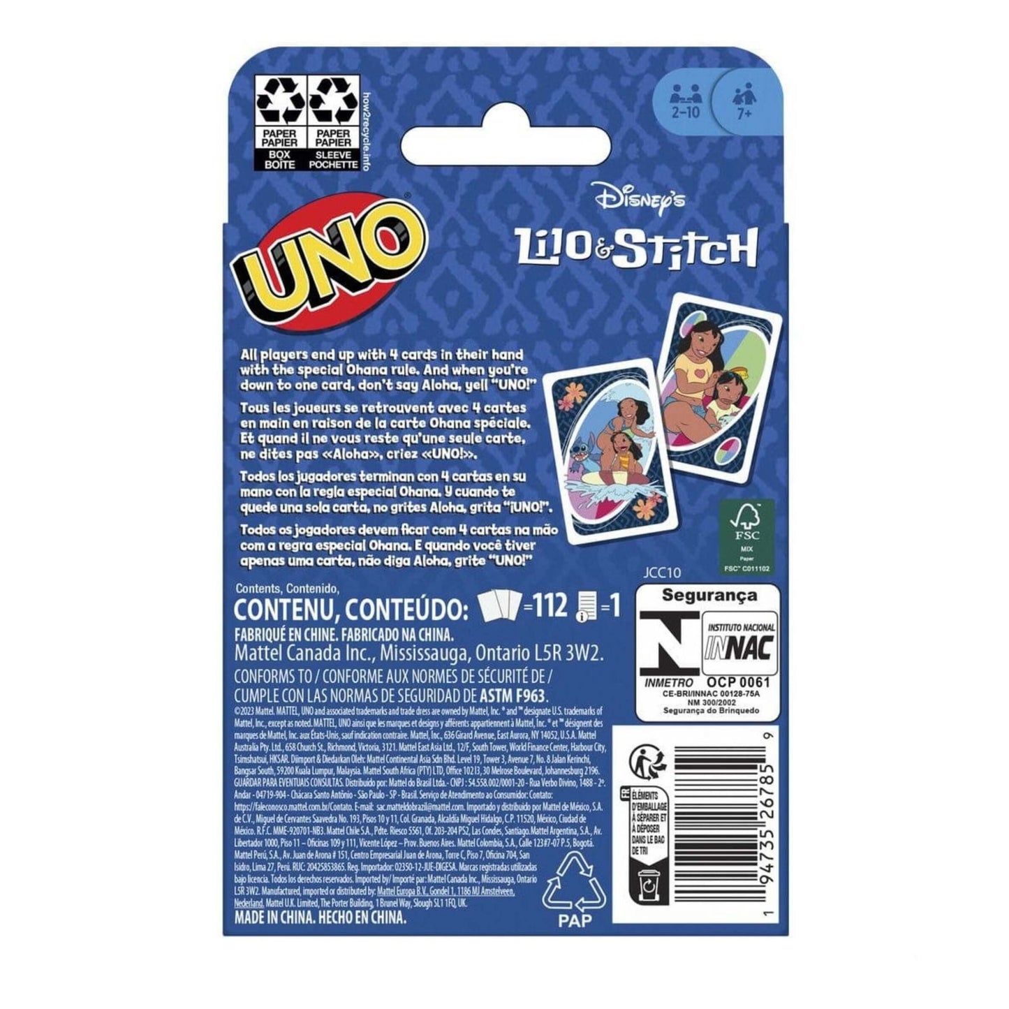 Mattel UNO Lilo e Stitch Gioco di Carte JCC10
