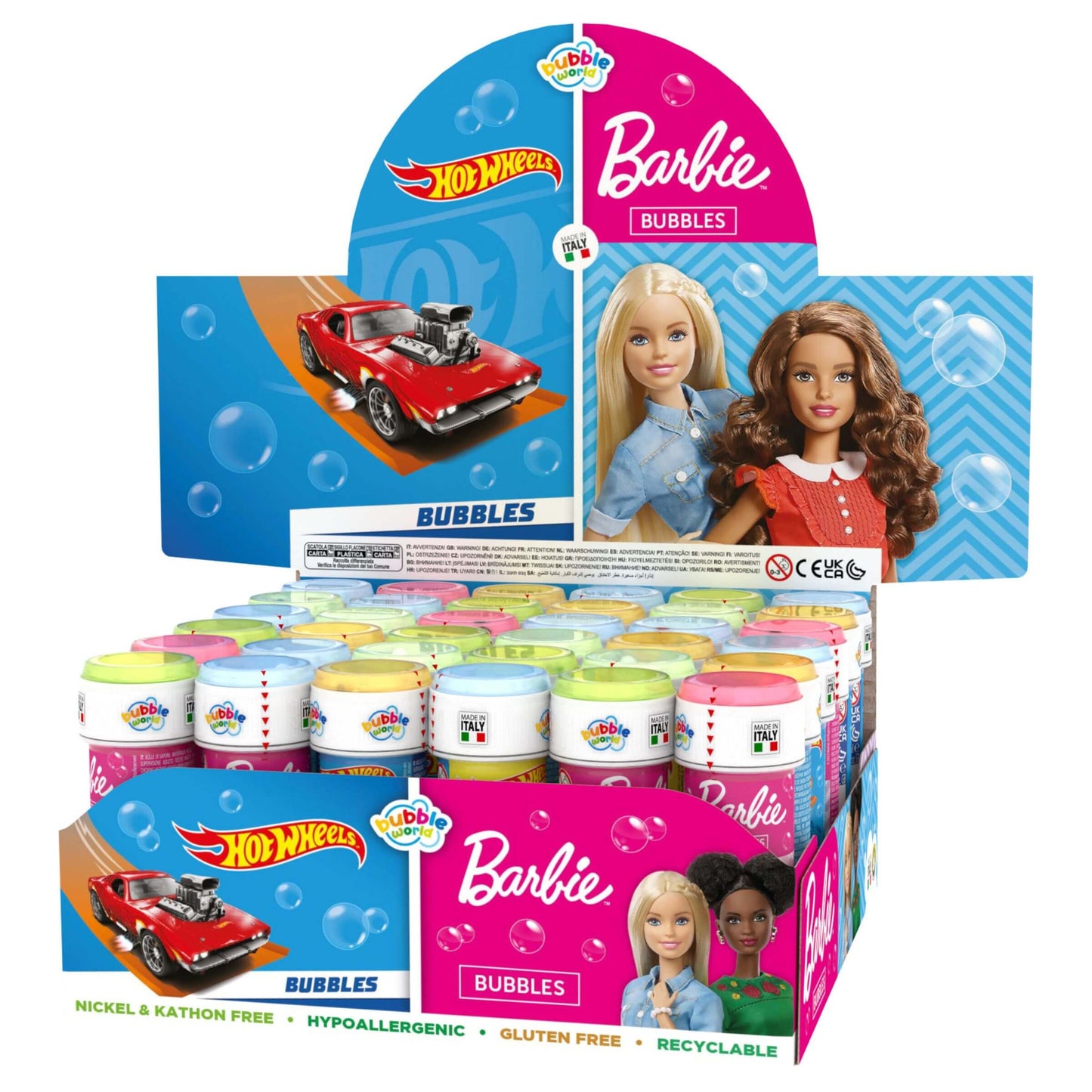 Bubble World Bolle di Sapone Hot Wheels Barbie Mix 60 ml (36PZ)