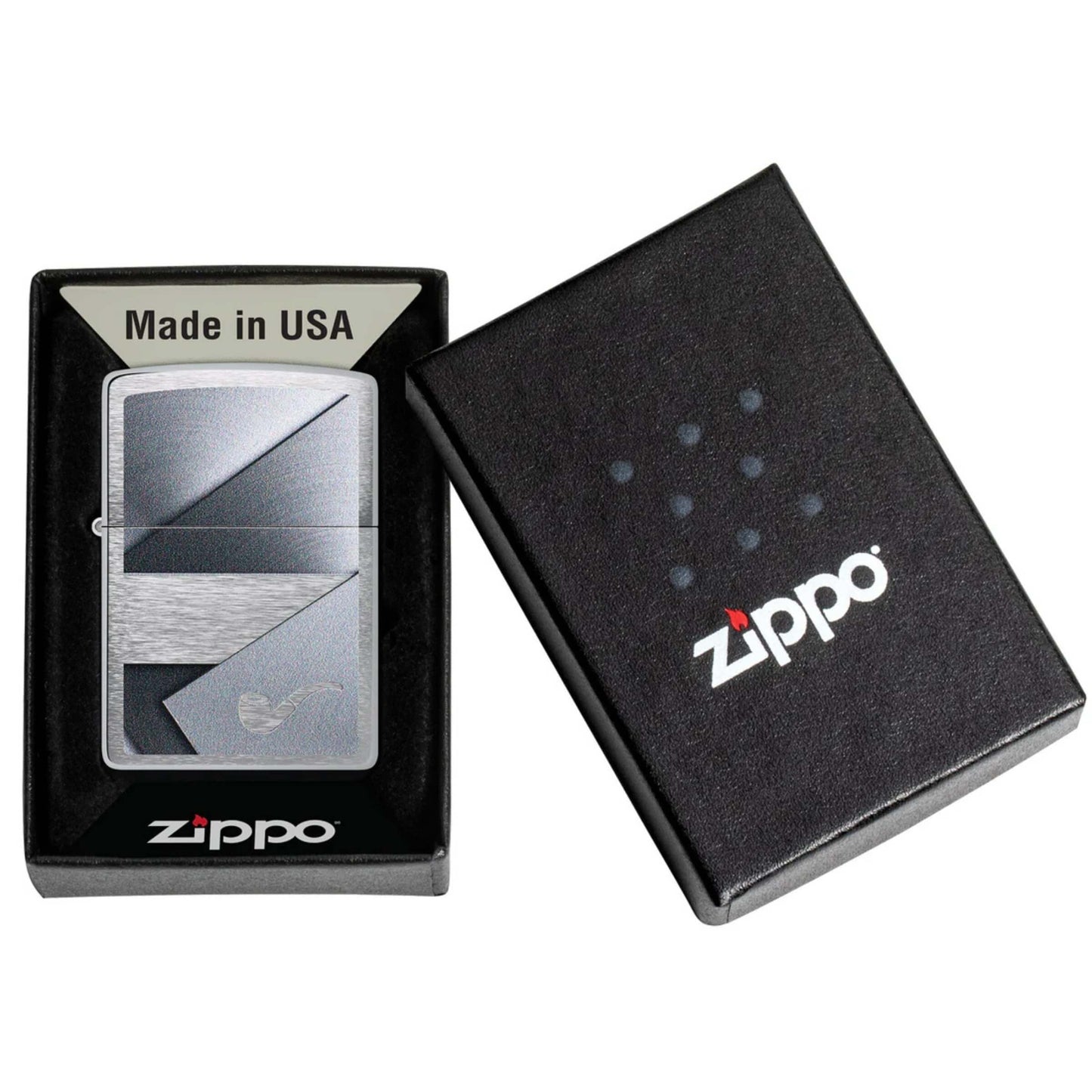 Zippo Brushed Chrome Accendino per Pipa Antivento con Inserto per Pipa - 47191