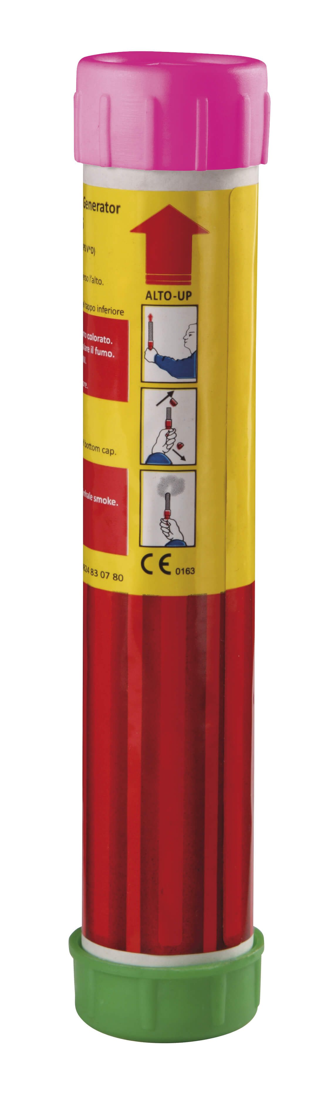 Fumogeno a mano Borgonovo P1 con fumo rosa intenso e acceso