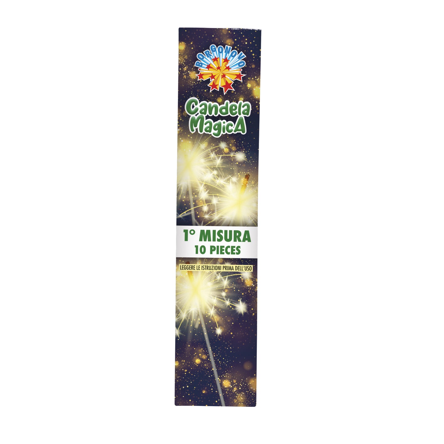 0201AB - CANDELA MAGICA 1a MISURA BORGONOVO da 10 candeline - MASSA ATTIVA 1 gr CAT.EU F1