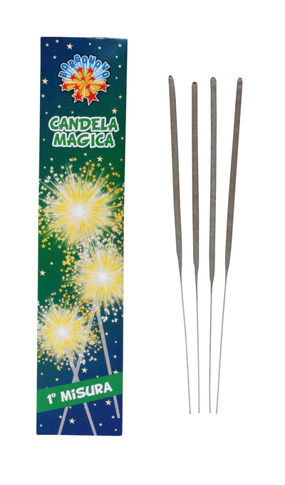 Candele magiche Borgonovo F1 1a misura con scintille oro, confezione da 10