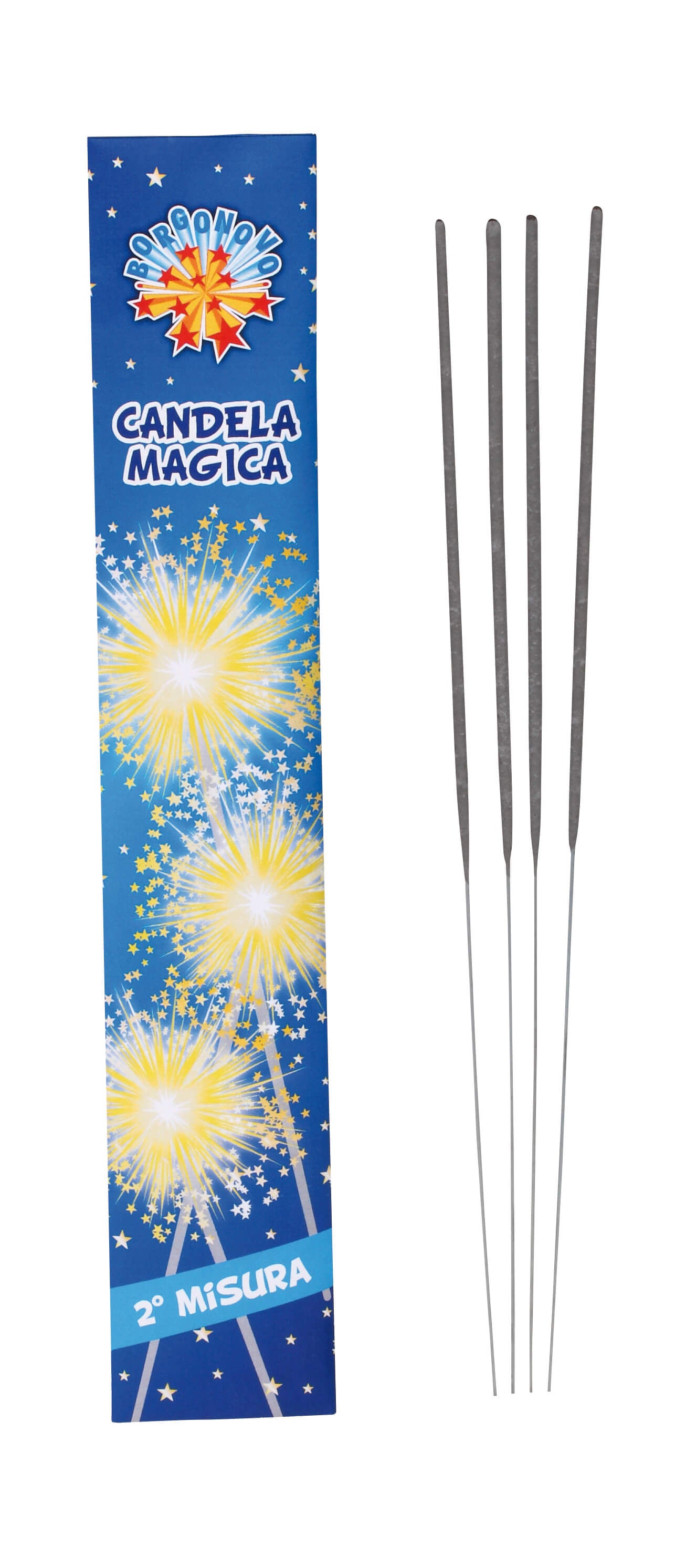 Candele magiche Borgonovo F1 2a misura con scintille oro, confezione da 10