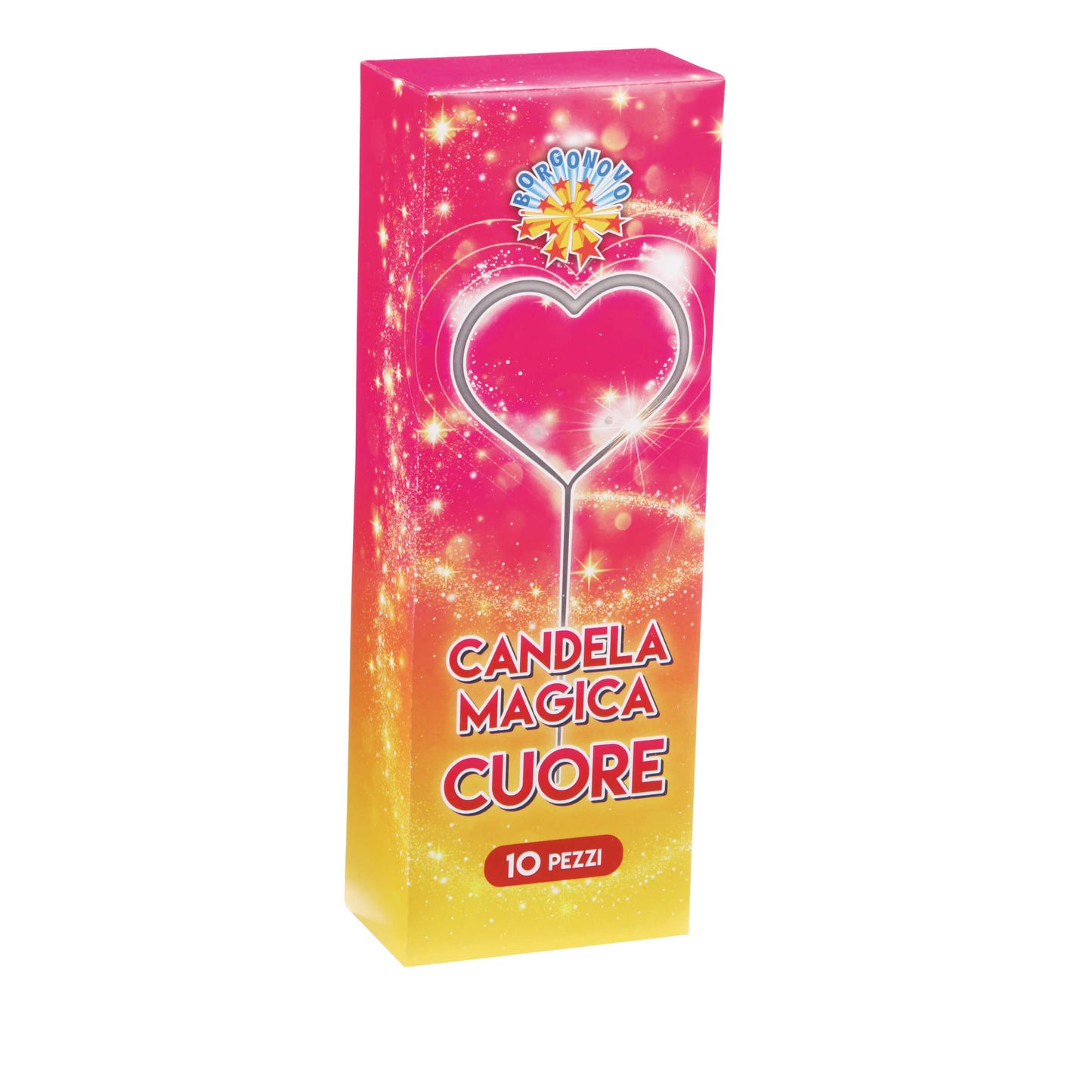 Candele magiche Borgonovo F1 a forma di cuore con scintille oro, confezione da 10