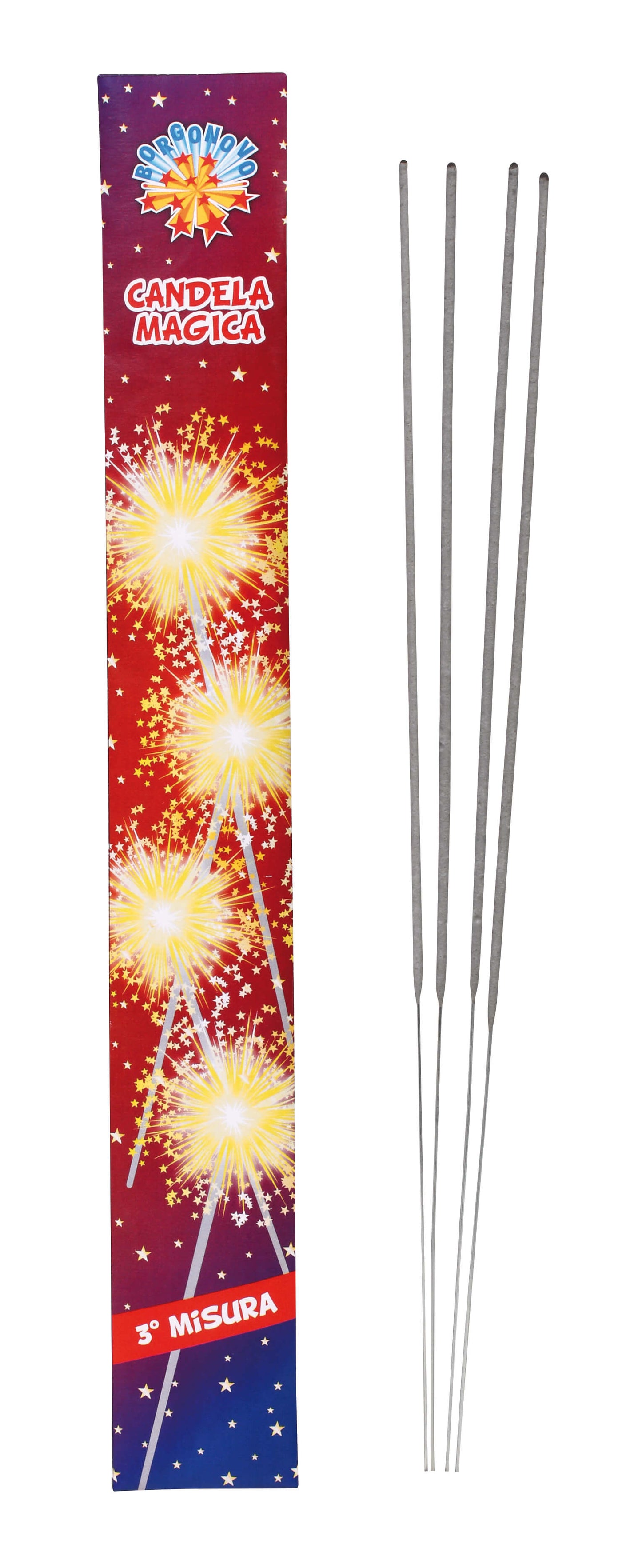 Candele magiche Borgonovo F1 3a misura con scintille oro, confezione da 10