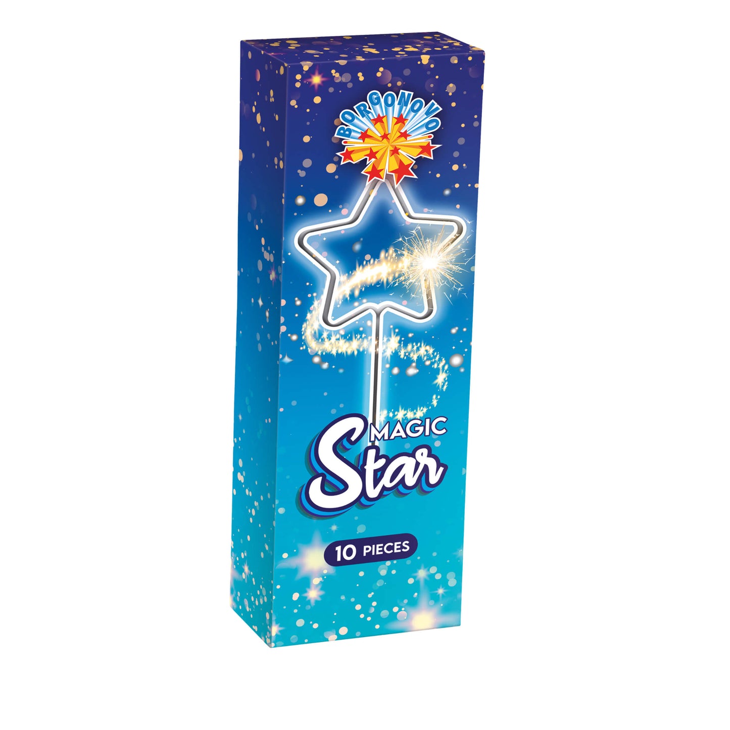 Candele magiche Borgonovo F1 Magic Star a forma di stella con scintille oro, conf. da 10
