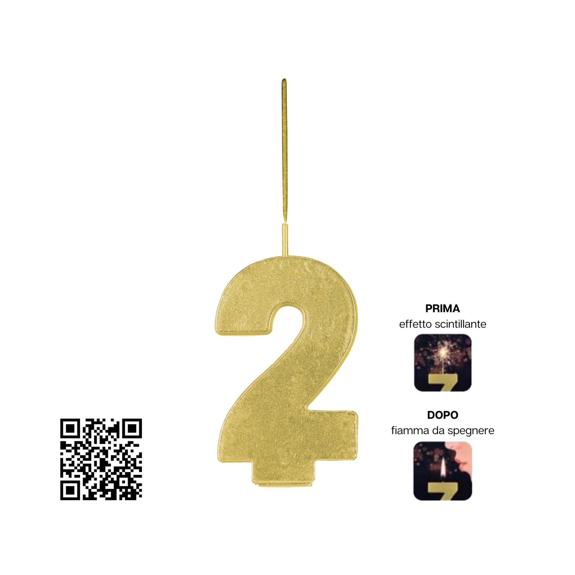Candela Magic Number numero 2 Borgonovo F1 oro con effetto scintille dorate