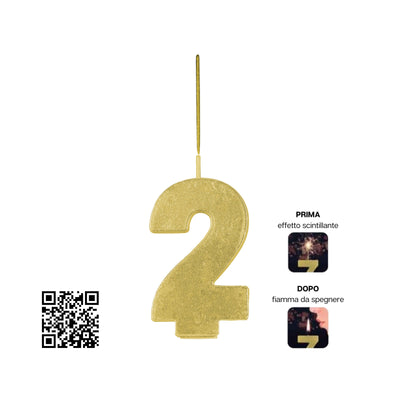 Candela Magic Number numero 2 Borgonovo F1 oro con effetto scintille dorate