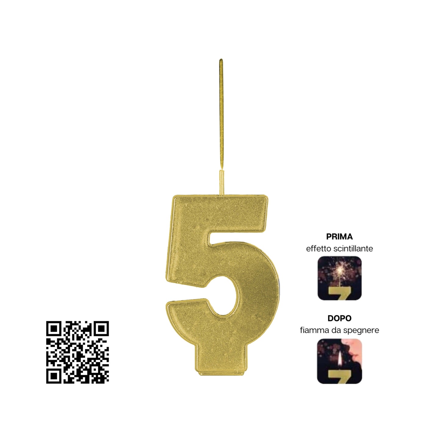Candela Magic Number numero 5 Borgonovo F1 oro con effetto scintille dorate