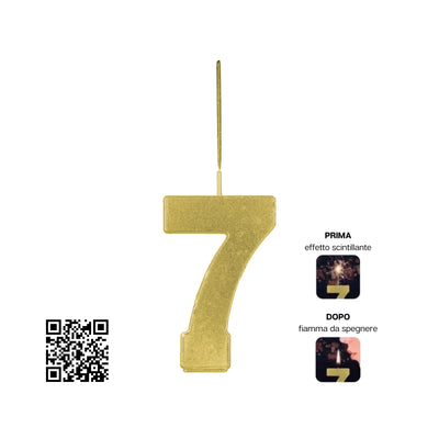 Candela Magic Number numero 7 Borgonovo F1 oro con effetto scintille dorate