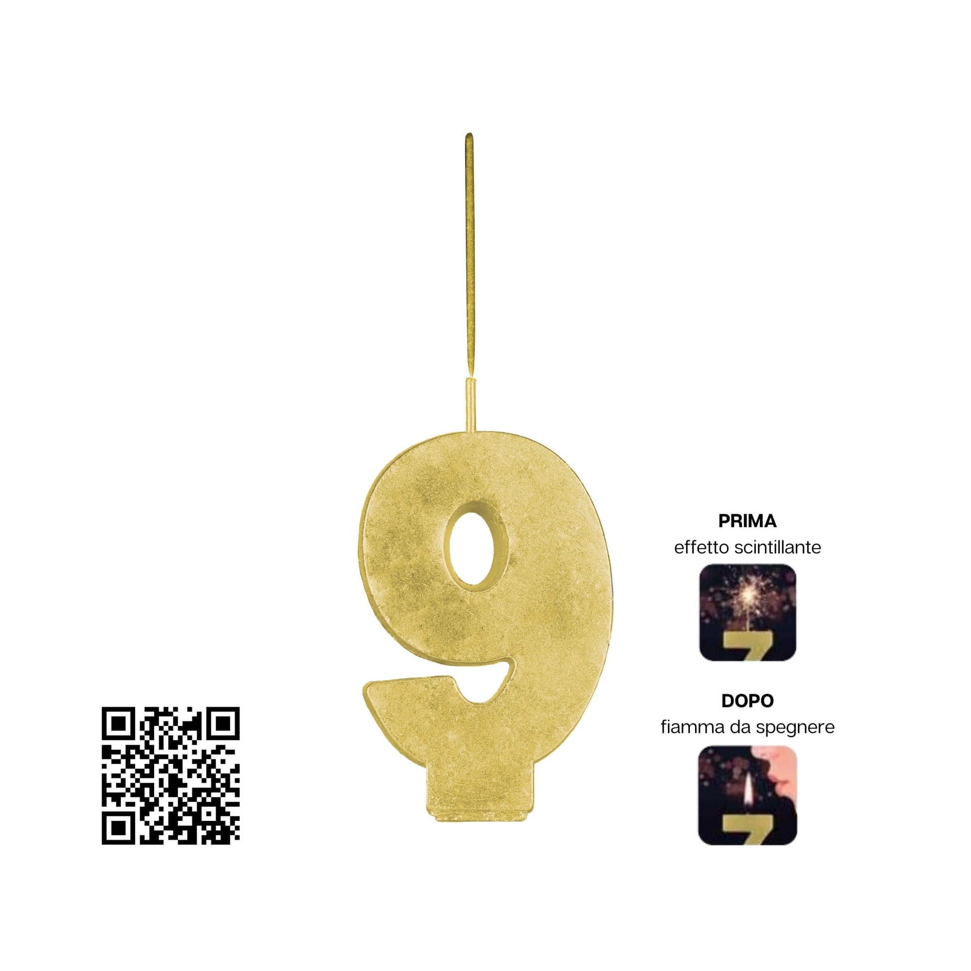 Candela Magic Number numero 9 Borgonovo F1 oro con effetto scintille dorate