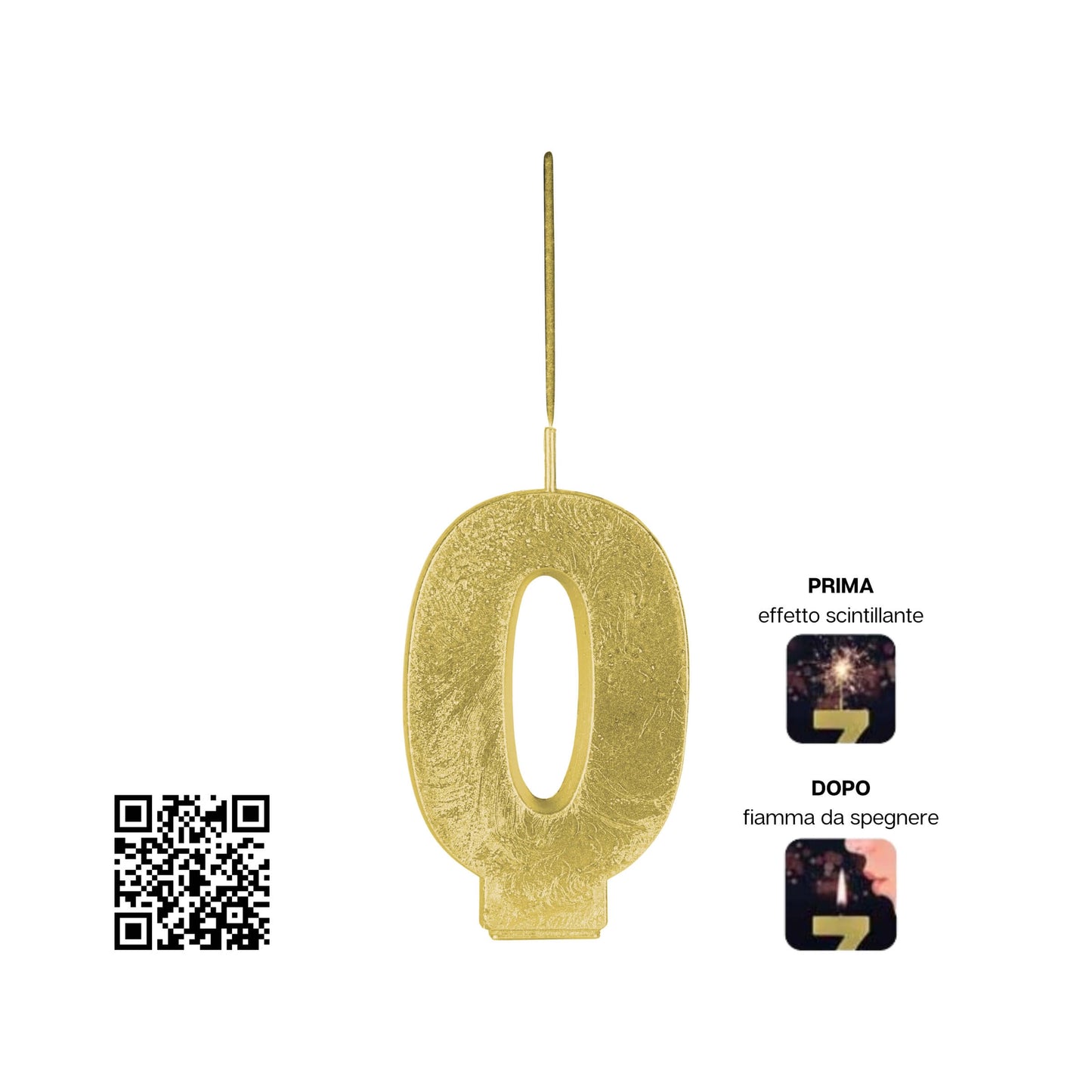 Candela Magic Number numero 0 Borgonovo F1 oro con effetto scintille dorate