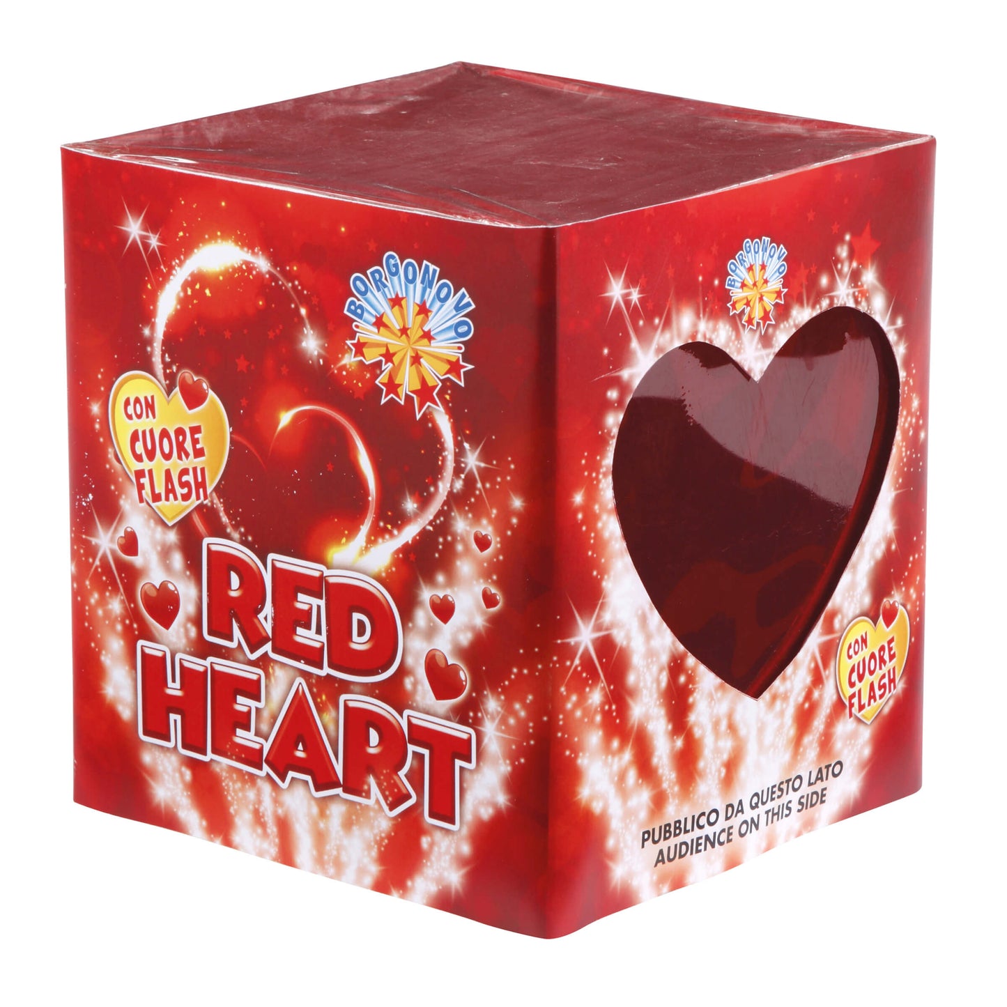 Fontana Red Heart Borgonovo F2, 4 fontane rosso e argento con bengala a forma di cuore