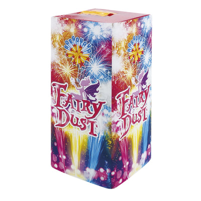 Fairy Dust Fountain Borgonovo F2 con effetti multicolore, crisantemi argentati e cracker