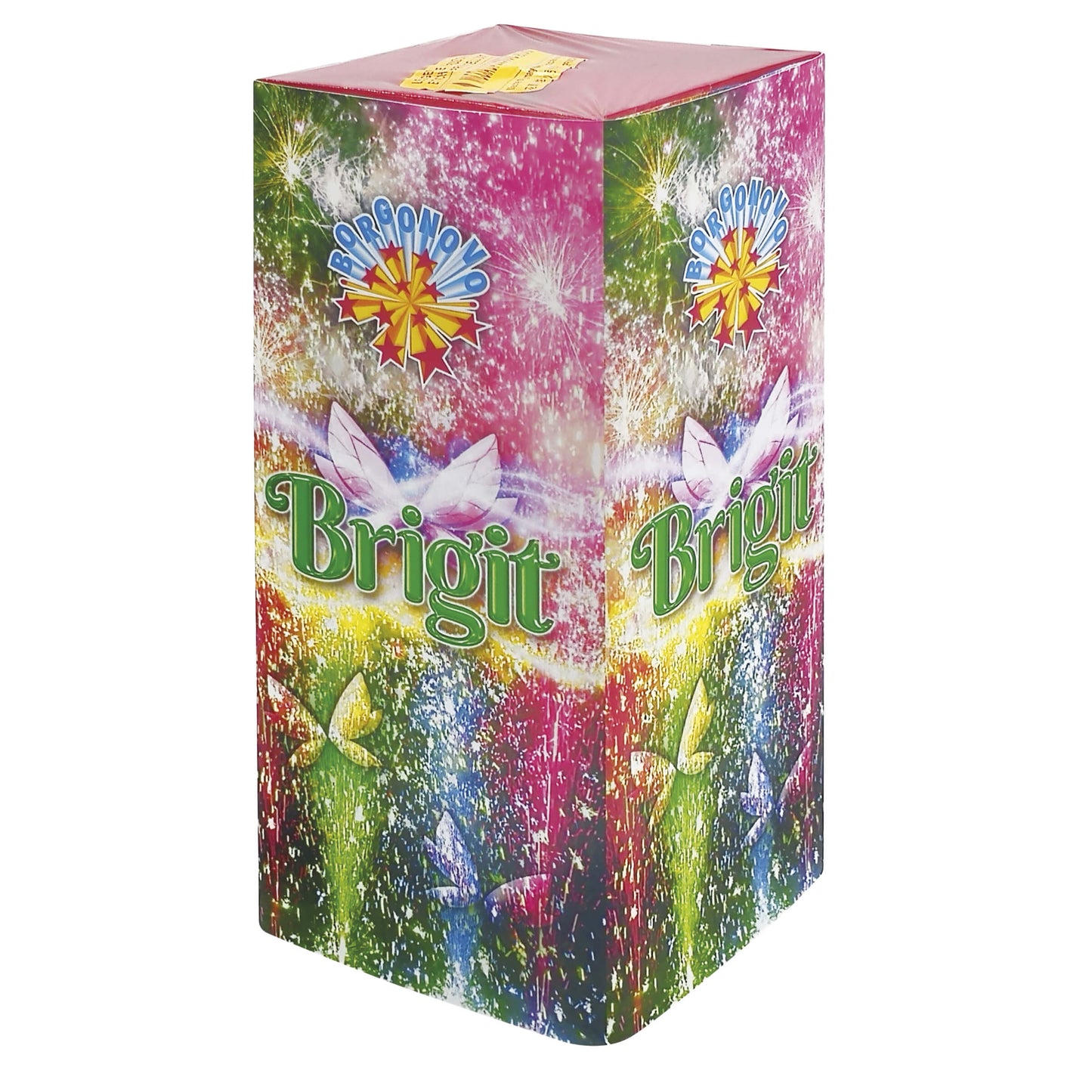 Brigit Fountain Borgonovo F2 con colori assortiti, cracker argento e crisantemi oro