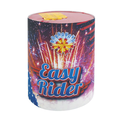 Easy Rider Fountain Borgonovo F2, 3 fontane rosso, oro e blu con crisantemi e cracker