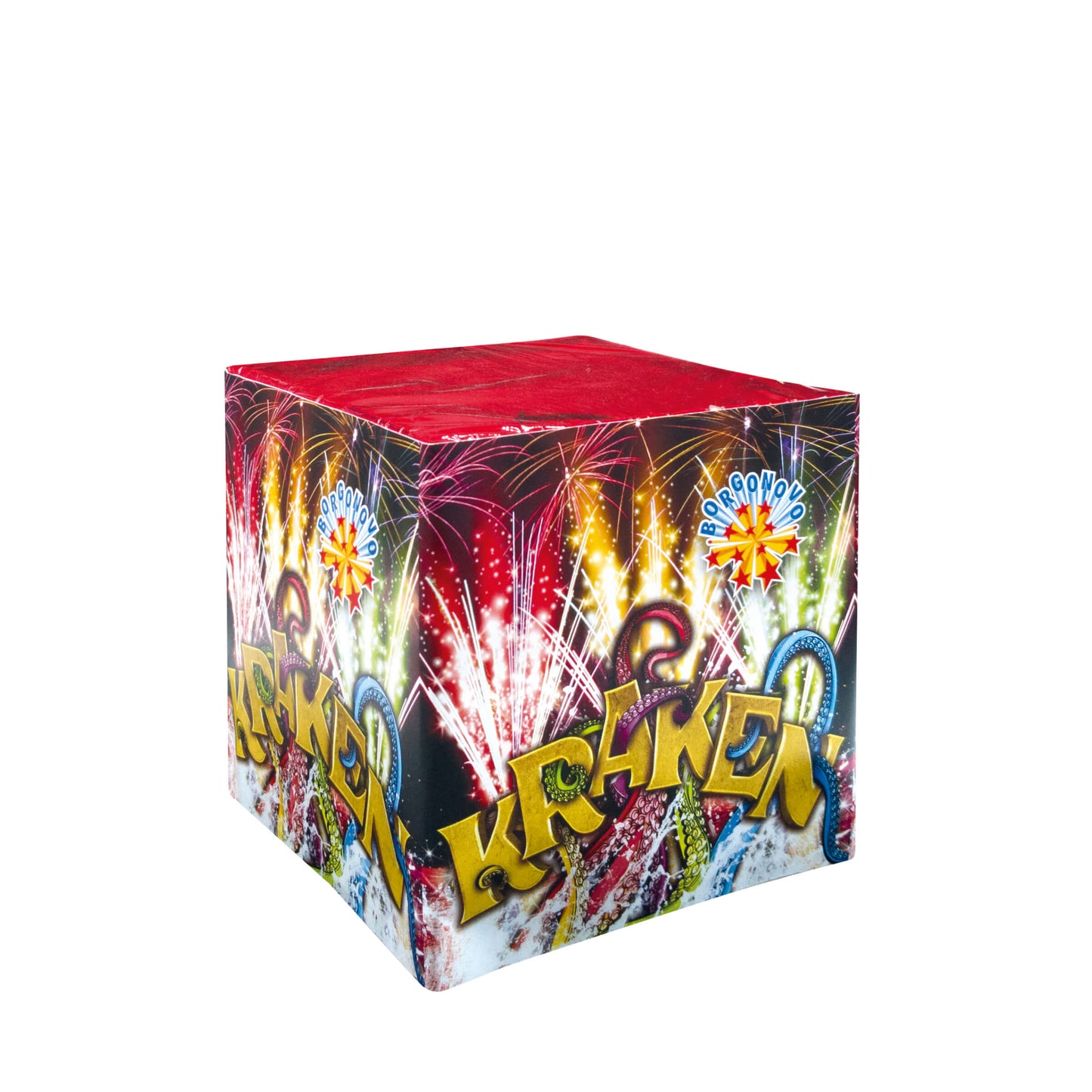 Fontana Kraken Borgonovo F2 con effetti multicolore, fiori argento e finale crackling