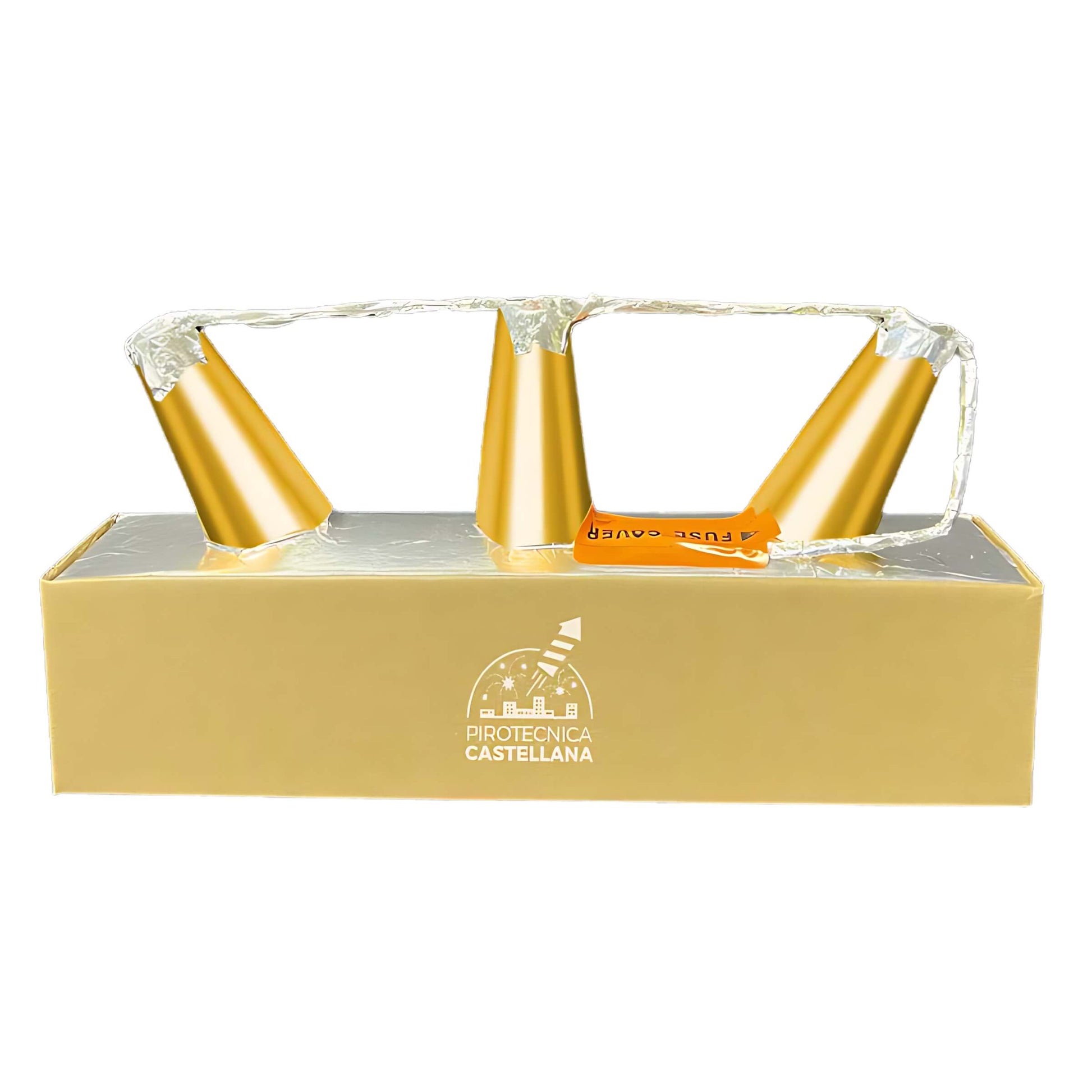 Ventaglio pirotecnico 3 vulcani oro PC86265 3 metri massa attiva 150g F2
