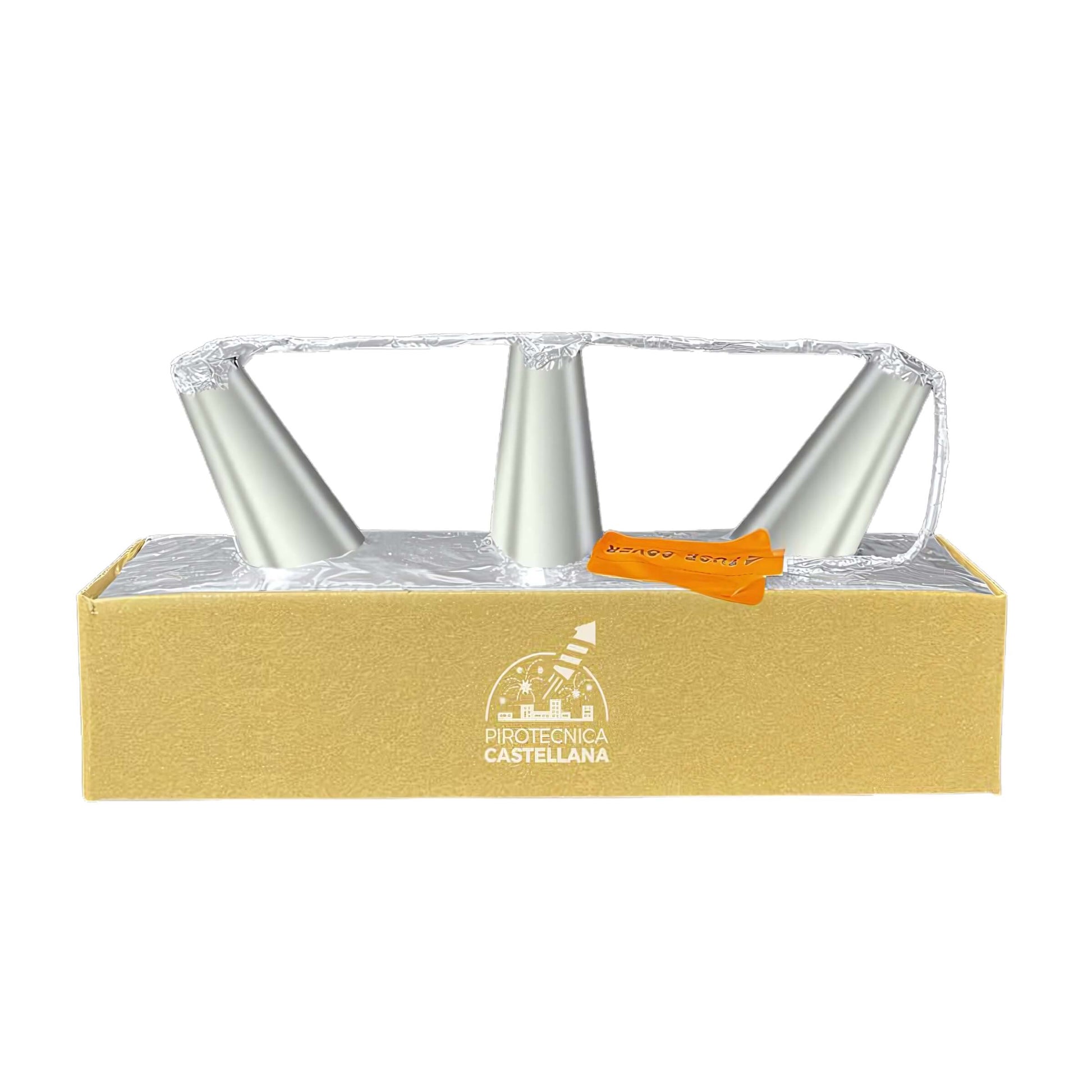Ventaglio pirotecnico 3 vulcani argento PC86266 3 metri massa attiva 150g F2