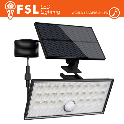 Faro da esterno solare con sensore di movimento 60W (6 led) - Nero Staccabile