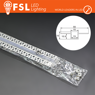 KIT PROFILO ALLUMINIO 6063 - RASO - SILVER - cover opale - 2m - 56*15