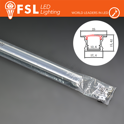 KIT PROFILO ALLUMINIO 6063 - INCASSO SILVER - cover opale - 2m - 25*15