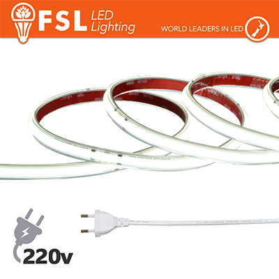 Striscia LED COB 20metri - IP65 6500K 220V 15W/m 1350lm/m+KIT tappo
