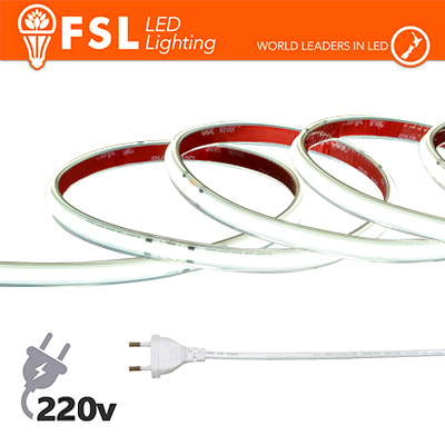 Striscia LED COB 5metri - IP65 6500K 220V 15W/m 1350lm/m +KIT tappo