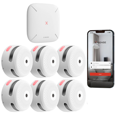 X-Sense KIT 6x Sensori Fumo Link+PRO a batteria sostituibile con centralina RF